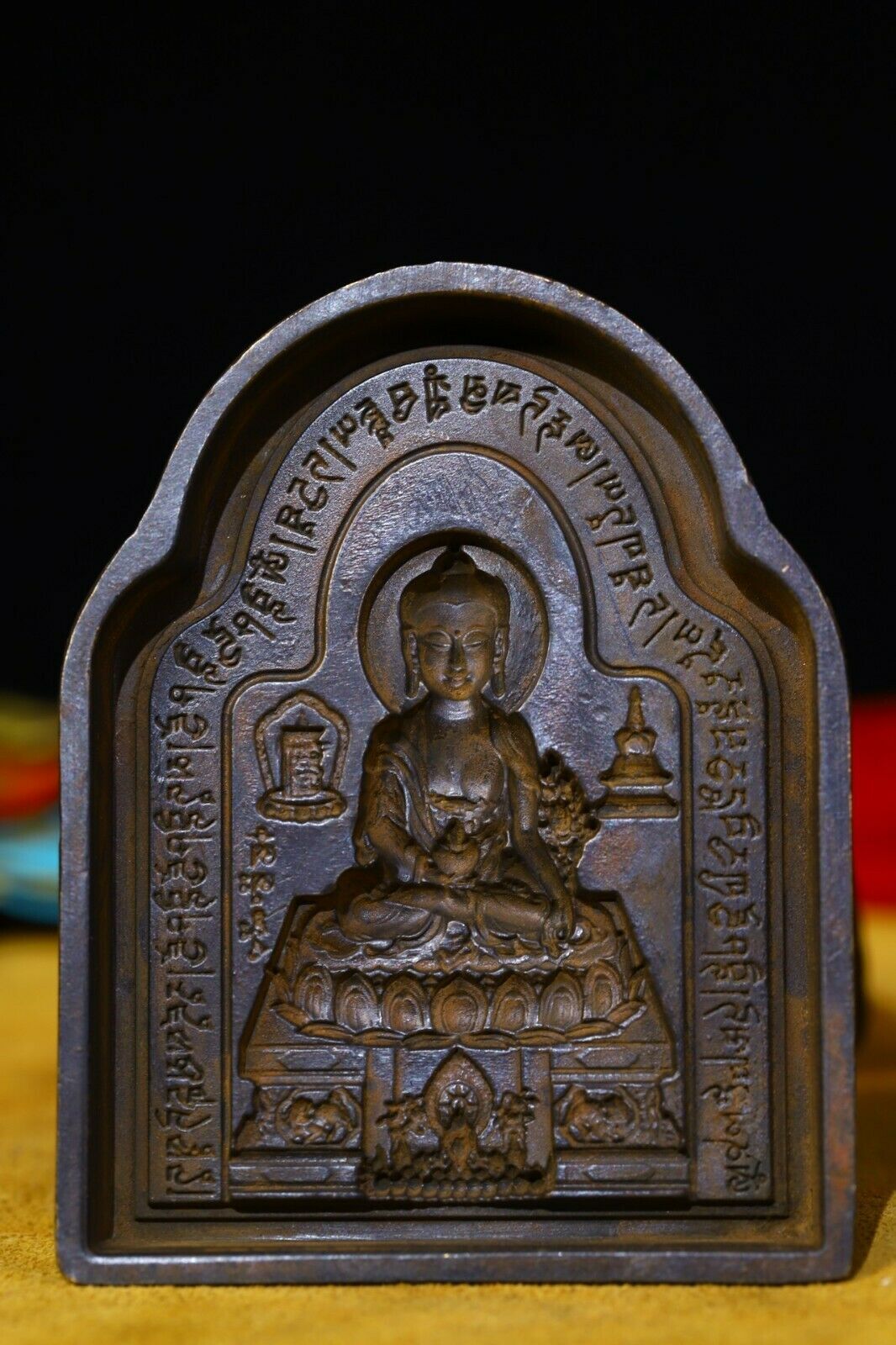 9 Cm Tibet Buddhism Brass Buddha Mould Seal Sculpture