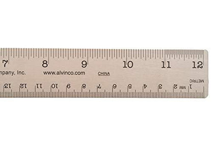 ALVIN 12" Stainless Steel Ruler w\ Non-skid Cork Backing-Measure curved Surfaces