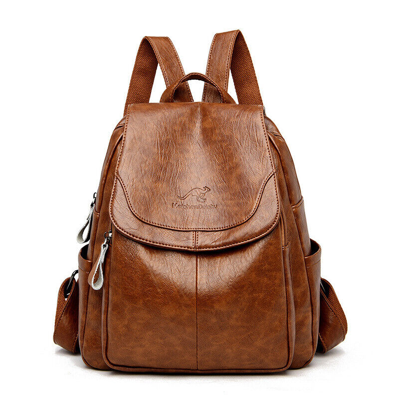 Premium PU Leather Backpack Women Vitange Satchel Rucksack Travel Shoulder Bag