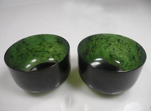 2pcs China Natural Exquisite Hand-carved Chinese Hetian Jade - Jade Bowl