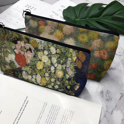 Canvas Cosmetic Bag Art Print Makeup Pouch Bags Traveling Lipstick Handbag Purse