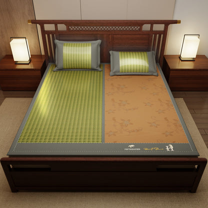 Bamboo Bed Mat Summer Accessories Folding Double Faces Bamboo & Rattan Green