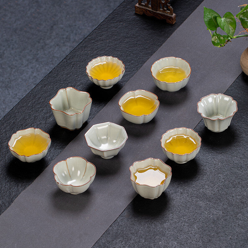 Boutique Ruyao Craft Tea Cup One Piece Crackle Glaze Porcelain Master Cup Marked