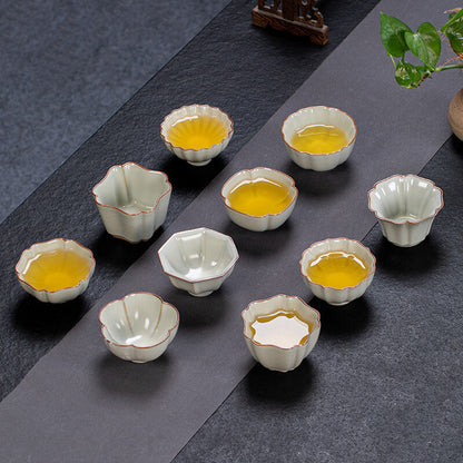 Boutique Ruyao Craft Tea Cup One Piece Crackle Glaze Porcelain Master Cup Marked