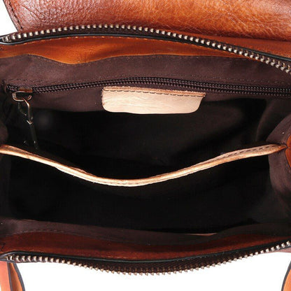 Vintage Backpack Knapsack Travel Bag Genuine Leather Rucksack 22*13*24 CM Brown