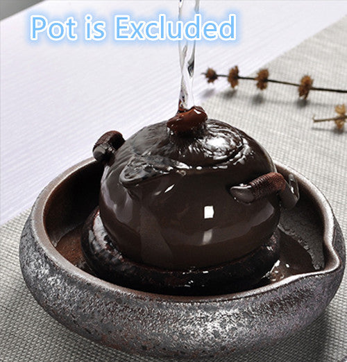 Iron Rust Glaze Pot Mat Ceramic Crude Pottery Holder For Tea Pot Reservoir Mats
