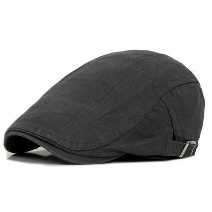 Winter Leather Cap Hat Warm Vintage Flat Casual Patchwork Beret Hiking Male