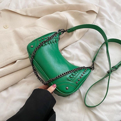 PU Leather Shoulder Bag Handbags Chain Rivet Crossbody Bag Underarm Bags Purses