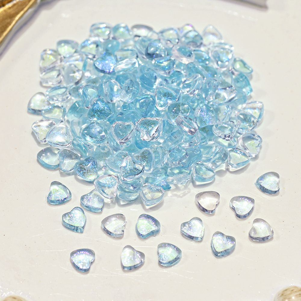 Nail Art Decals 20-100Pcs 3D Heart Charms Clear Acrylic DIY Manicure Accessories