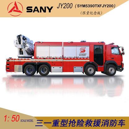 1:50 SANY JY200 Fire Engine Truck Emergency Recue Vehicles Diecast Model
