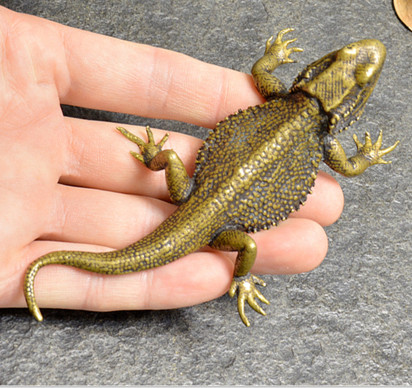 Chinese Feng Shui Old Bronze Style Classical Lizard Statue Collected
