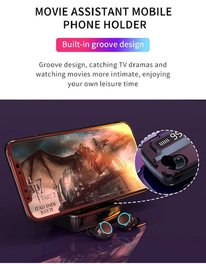 TWS Headphones Bluetooth 5.0 Wireless Earbuds CVC 8.0 Noise Reduction 8D LED