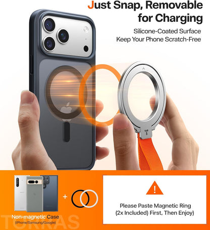 2025 Upgrade (Gen 6.0) Magnetic Phone Grip Holder Kickstand with Braided Strap,