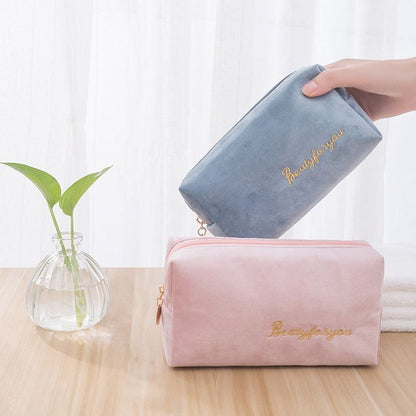 Cosmetic Bag Soft Velvet Make Up Storage Toiletry Package Travel Organizer Pouch