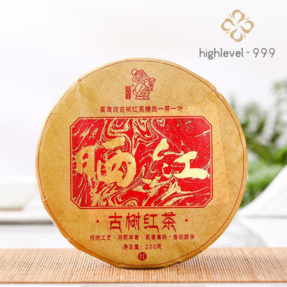 200g Black Tea Cake Sun Dried Dianhong Yunnan Ancient Tree Floral Honey Aroma