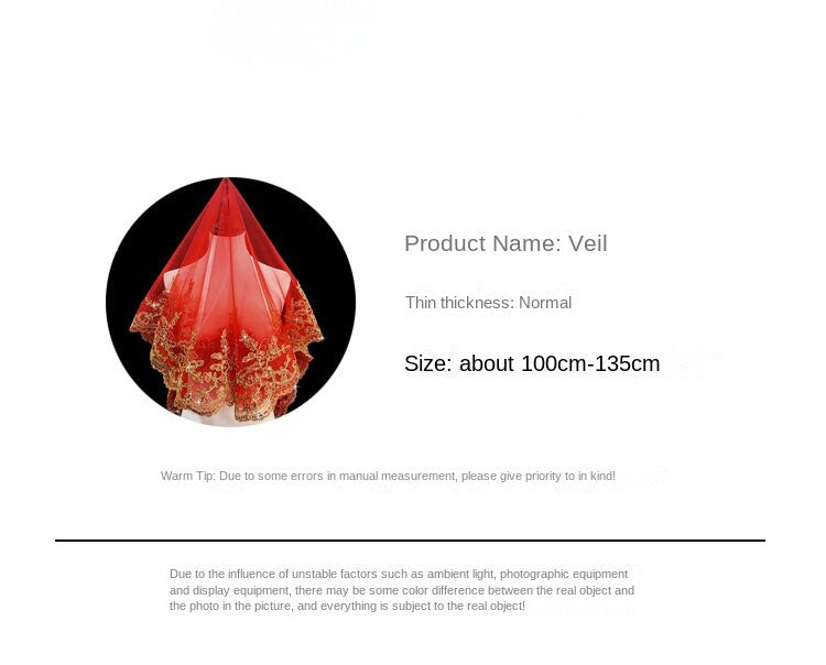 Chinese Wedding Bride Red Veil Translucent Veil Chinese Style Veil Headdress