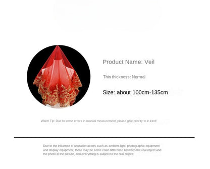 Chinese Wedding Bride Red Veil Translucent Veil Chinese Style Veil Headdress