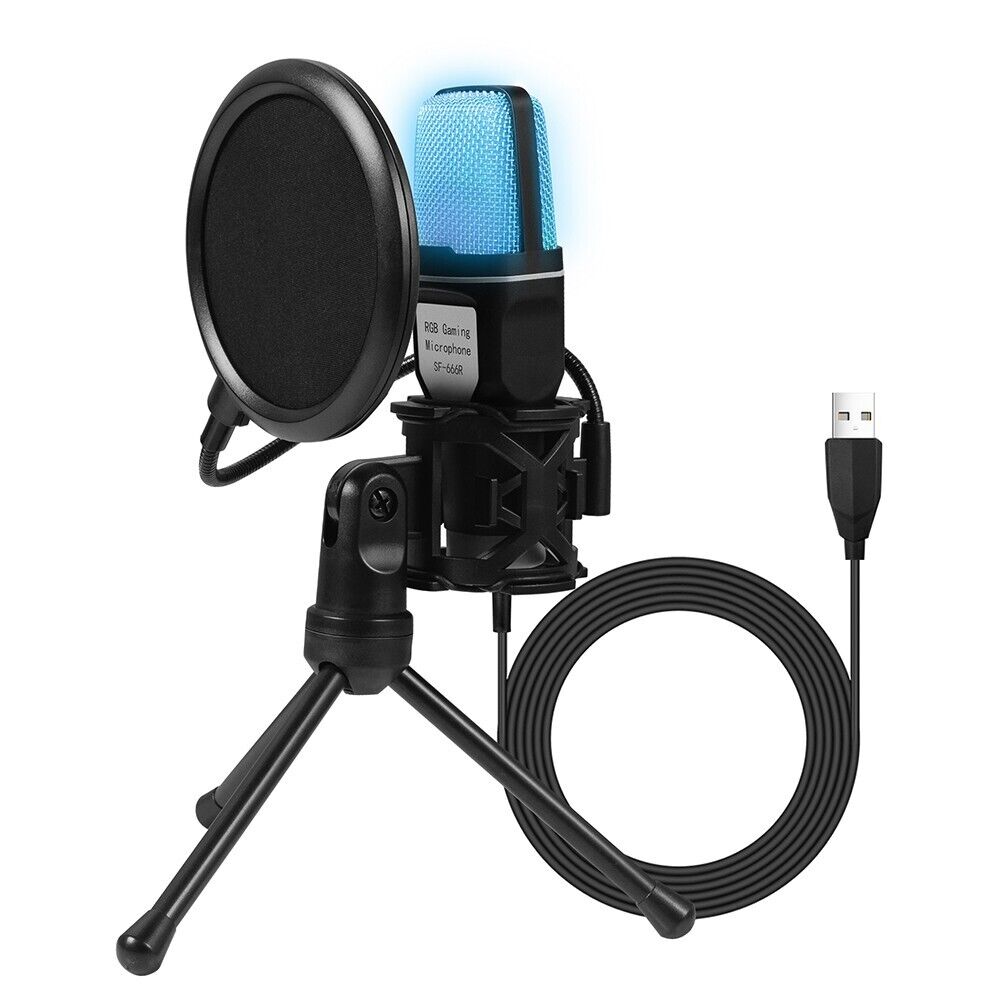 Microphone Mic Kit Broadcasting Studio Recording Condenser tripod For PC Laptop