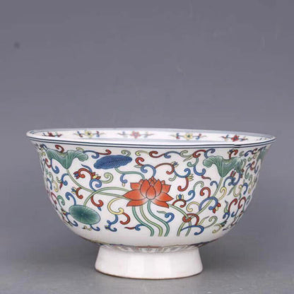 Chinese Porcelain Painted Lotus Pattern Porcelain Bowl