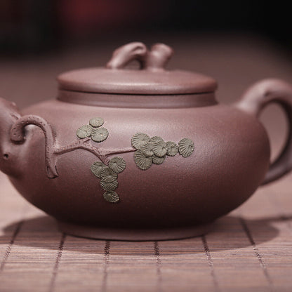 4.9"Collect China Yixing Zisha Pottery Purple Clay 110ML 7 Hole Tpine Tree Eapot