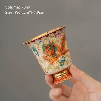 One Cup Chinese Tea Cup Ceramic Gilt Color Enamel Craft Creative Master Cup New