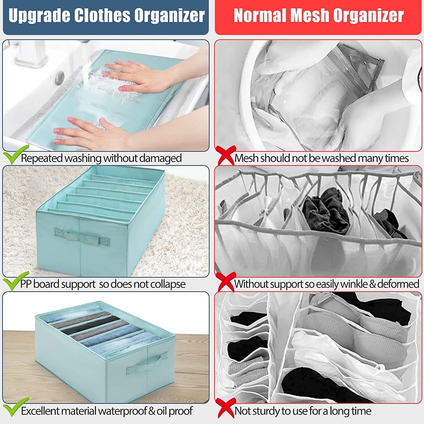 6/7/9 Grids Storage Bag Clothes Jeans Pants Drawer Organizer Wardrobe Boxes AU