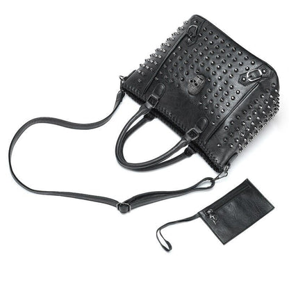 Women Bag Leather Crossbody Bag Purse Handbag Punk Style Shoulder Messenger Bag