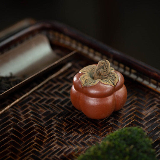 Purple Clay Teapet Persimmon from Yixing Tea Table Decoration