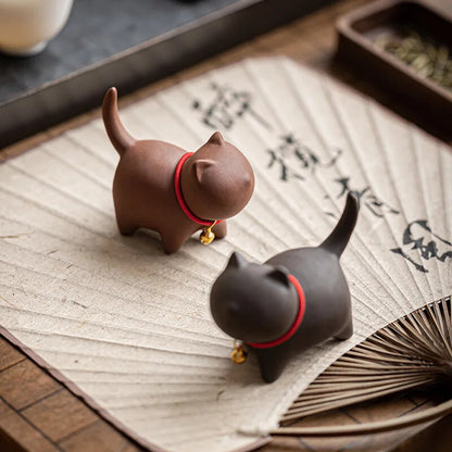 Purple Clay Cute Cat Tea Pets Ceramic Kung Fu Tea Set Accessories for Home Decor