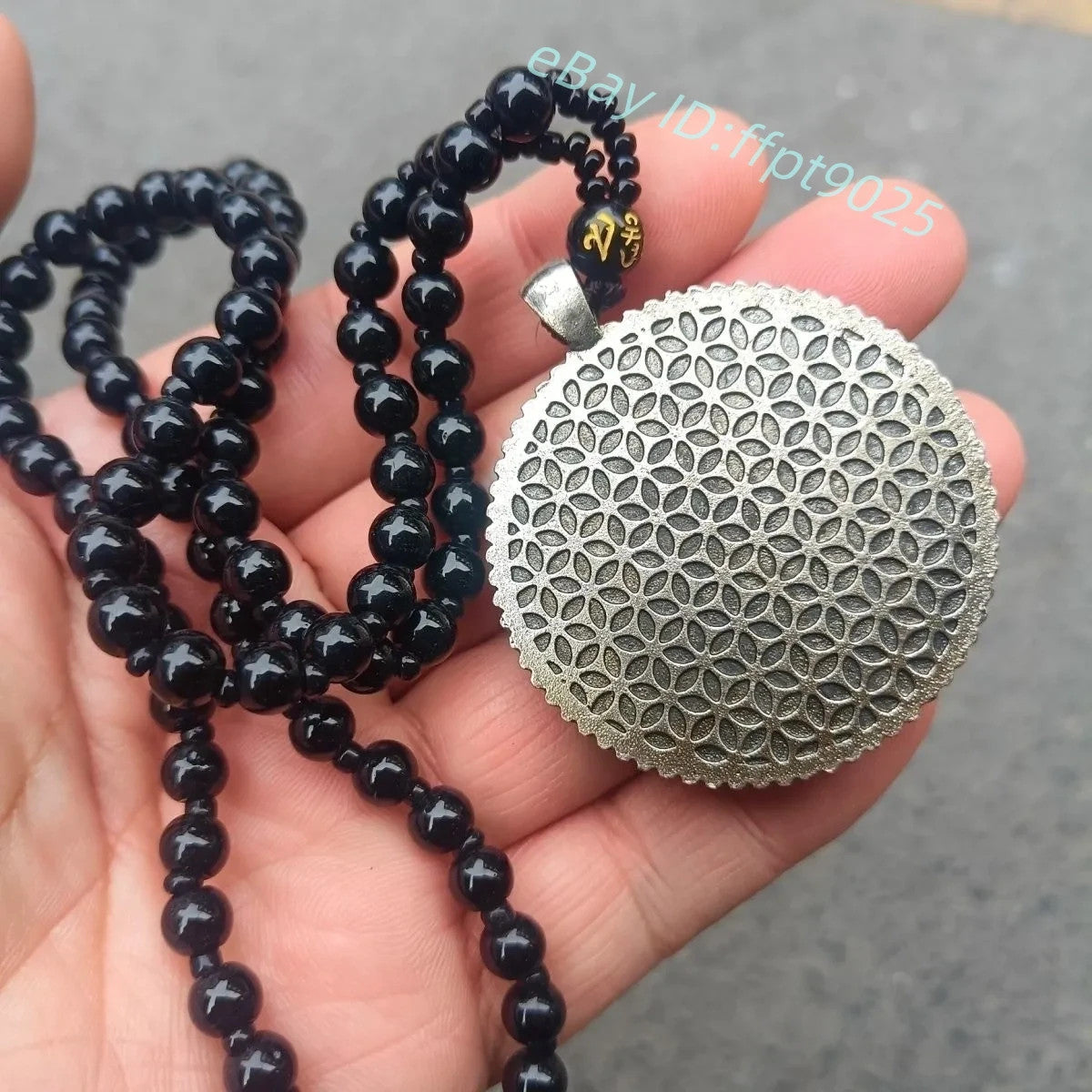 China Antique Collection Old Jade Maitreya Buddha Blessing Pendant Mala Necklace