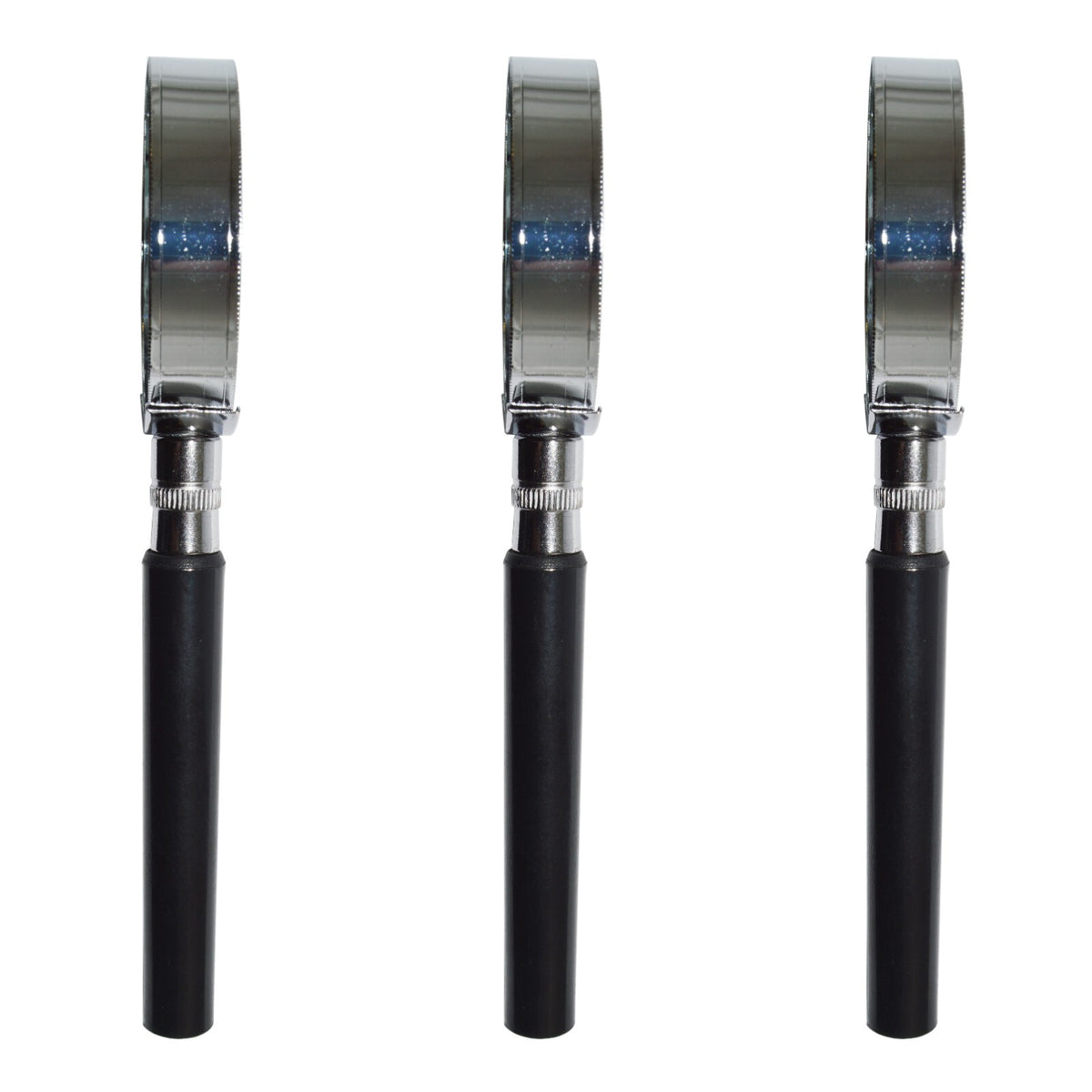 3 Pack Magnifying Glass 3X Magnification, 2-inch Diameter with Chrome Rim