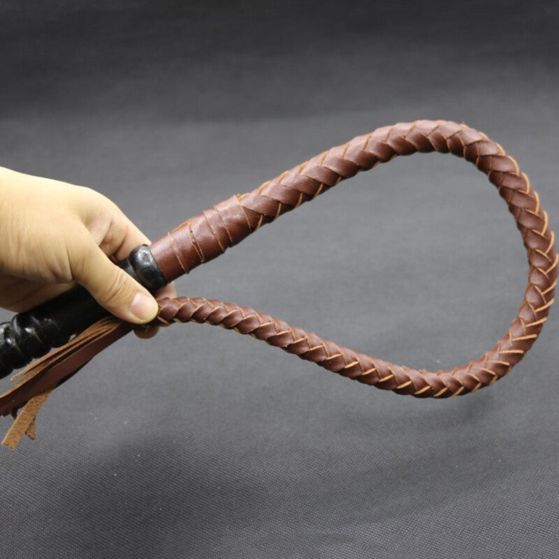 Cowhide Horse Riding Crop Long Anti-slip Wooden Handle Riding Whips for Horse