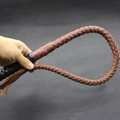 Cowhide Horse Riding Crop Long Anti-slip Wooden Handle Riding Whips for Horse