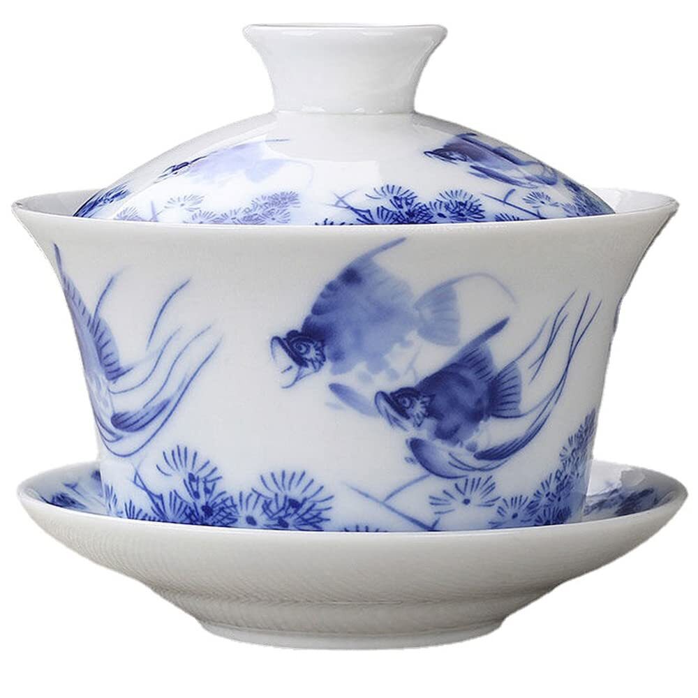 280ml Household Teacup Bowl Tea Set Blue Porcelain Gaiwan Kung Fu Tea Set Tureen