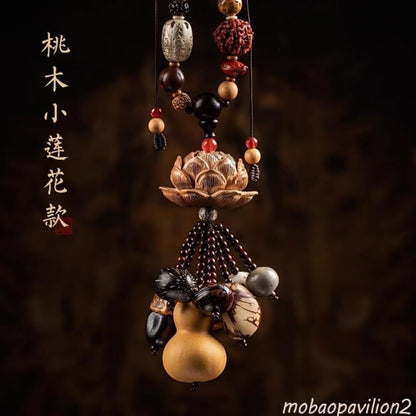 Eighteen Bodhisattvas Peach Wood Lotus Guanyin Buddha Car Pendant Decoration