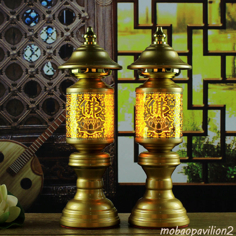 10.2" Buddhism Worship Lamp LED Lotus Lamp Buddha Hall Altar Decoration Lights