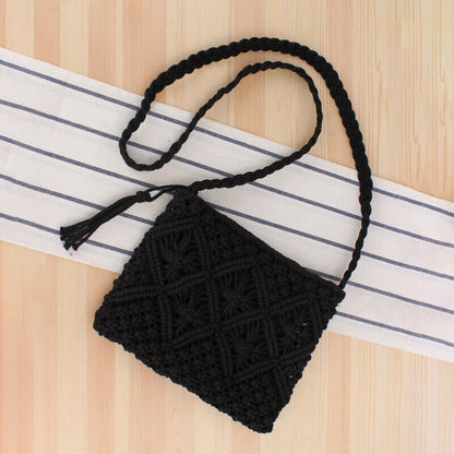 Boho Woven Handbag Women Summer Beach Cotton Tassel Bag Rattan Shoulder Ladies