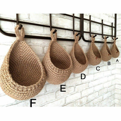Wall Hanging Vegetable Fruits Storage Baskets Natural Wicker Woven Kitchen Shelf