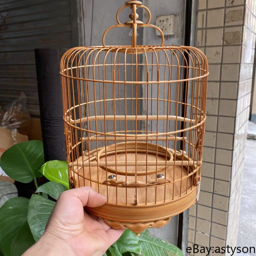 52 Branch China Oriental Round Shape Bamboo Wood Birdcage Display