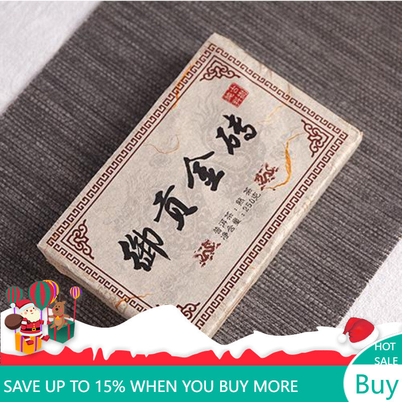 250g Yunnan Pu'er Brick Tea Yugong Golden Buds Ripe Pu-erh Tea Puerh Cooked Tea