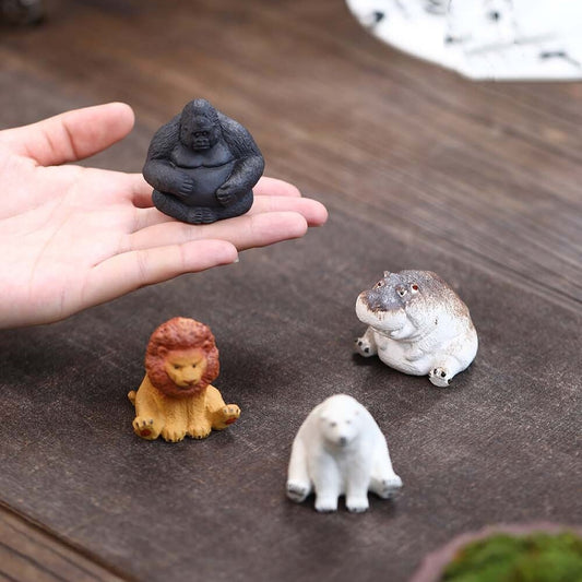 Creative Tea Pet Chinese Yixing Zisha Purple Clay Animal Statue Lion Small Size