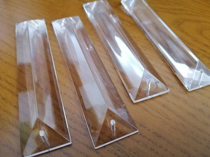 10Pcs 4" Acrylic Crystal Prism Chandelier Lamp Parts 2Holes Prism Part Pendant