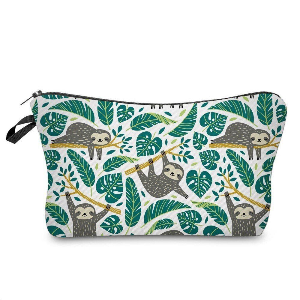 Cosmetic Bag Waterproof Printing Turtle Leaf Toilet Bag - Thumbnail 2