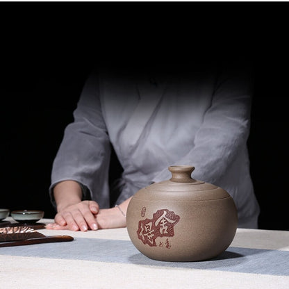 full handmade tea canister with sealed lid real yixing zisha purple clay jar new