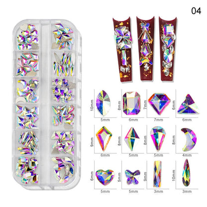 Nail Charms 30Pcs Boxed Luxury Shiny Planet Alloy 3D Art Rhinestones Bling Decor
