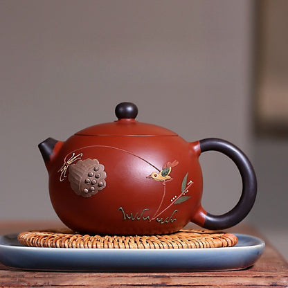 Handmade Tea Pot on Sales Real Yixing Zisha Zhu Clay Marked Pot Crane Relief Pot