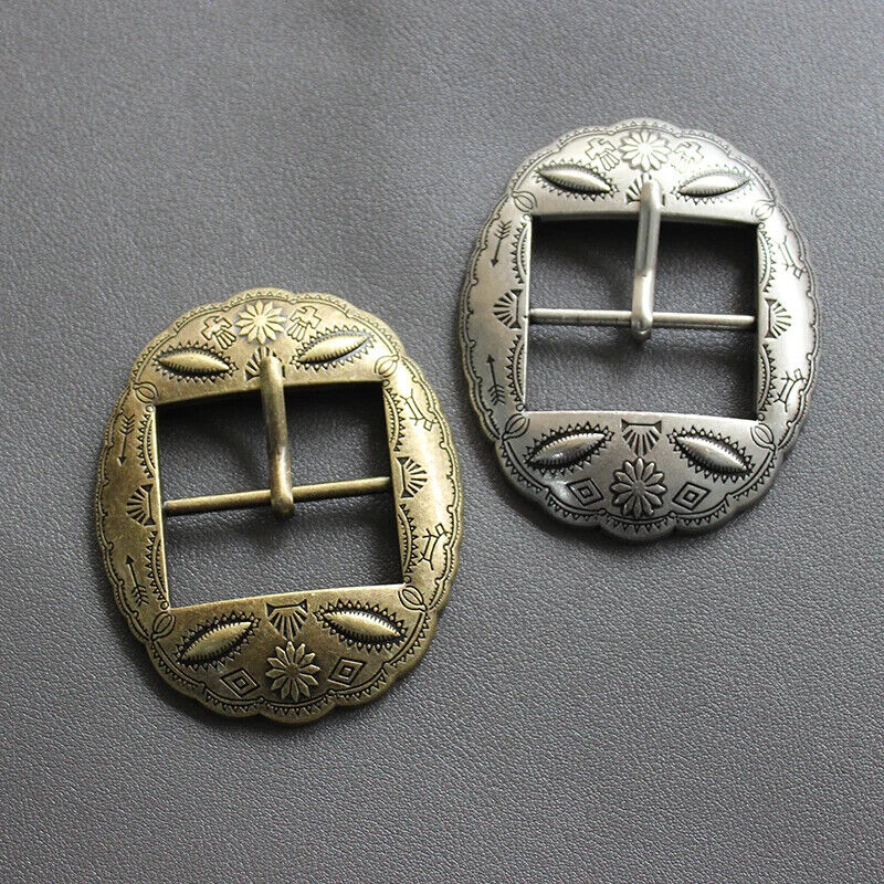 Belt Buckle 40mm Metal Carved Middle Center Half Bar Pin Clasp DIY Leather Strap