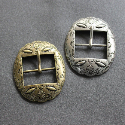 Belt Buckle 40mm Metal Carved Middle Center Half Bar Pin Clasp DIY Leather Strap