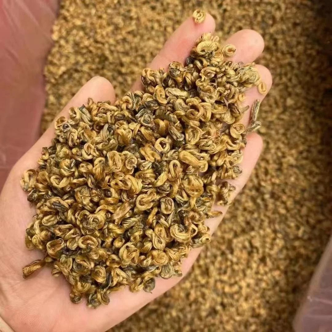 1000g Yunnan golden snail black Tea Bi Luo Chun tea,Dian Hong JinSi Snail tea
