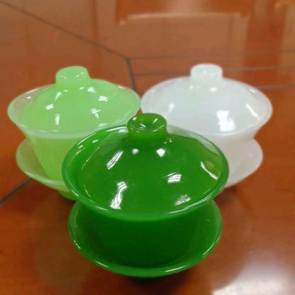 180ml China Kung Fu Natural Jade Gaiwan Tea Bowl Cup Tea Set Ceremony Decor